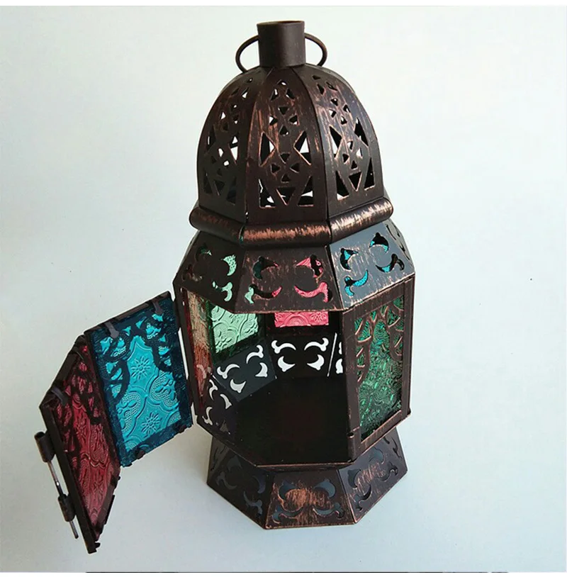 Марокканский Железный Подсвечник Европейский ретро Средиземноморский храм металлический подсвечник стеклянный фонарь ночной Светильник украшение дома подарок