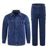 New Men Uniform Jeans Sets Clothing Long Sleeve Jacket Slim Cowboy Two Pieces Breathable Male Wear Resistant Denim Suits 5XL 1