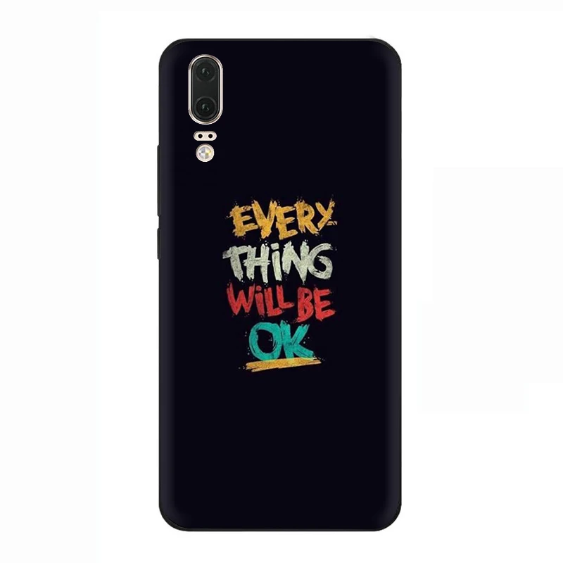 B7 EWAU цветной текст на черном фоне силиконовый телефон чехол для Huawei P8 P9 P10 P20 P30 Lite Mini Pro P Smart Z Plus - Цвет: B7