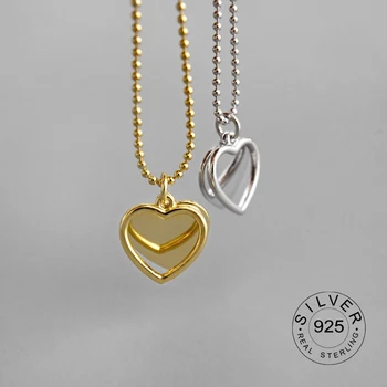 

Real 925 Sterling Silver heart hollowout Cute Pendant Necklace Fine Jewelry For Women Birthday Party Cute Accessories