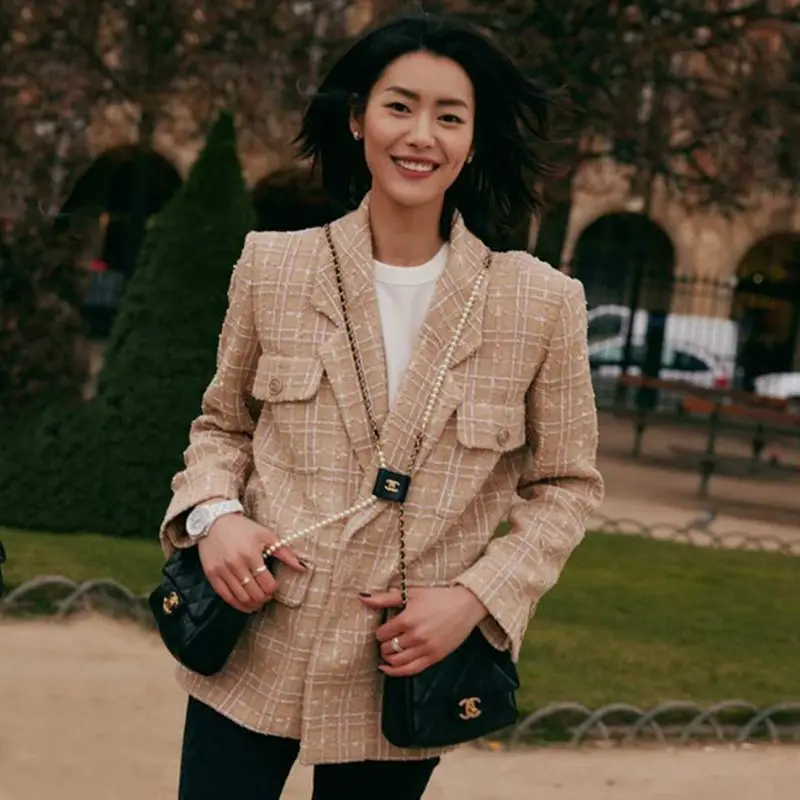 

2020 Women's Wear Small Xiang Long Sleeve Coat Short Thick Tweed Office Worker Temperament Suit Class Clothes