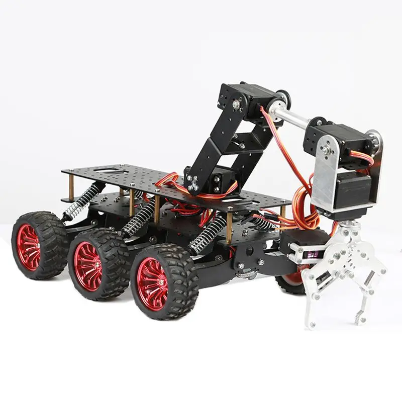 

Black/Blue 6WD Shock Absorption Smart Car Wifi Car DIY Kit Chassis Cross-country Cimbing Search & Rescue Platform Car
