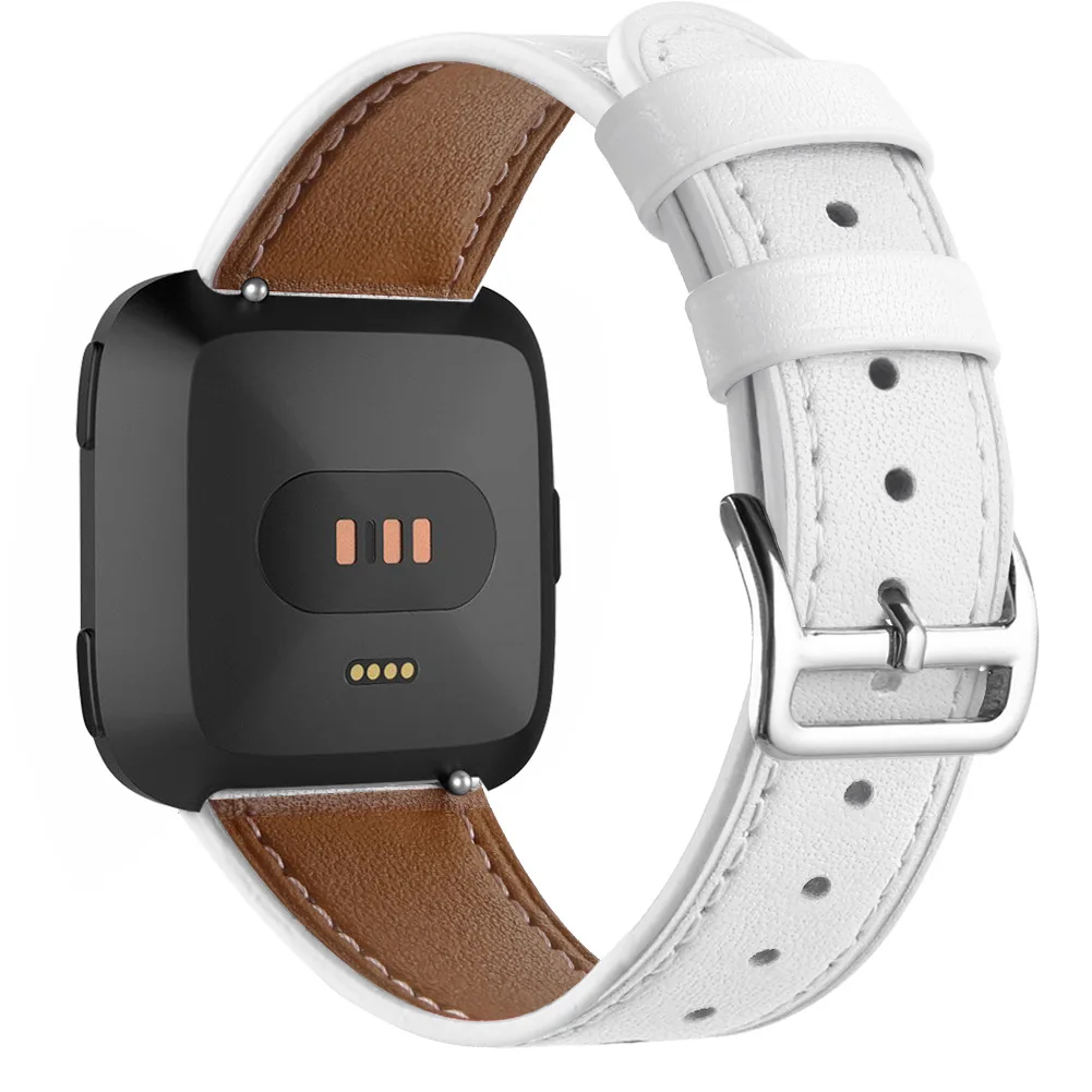 Сменный кожаный браслет премиум класса для Fitbit Versa/versa 2 Смарт-часы браслет ремешок - Цвет: Белый