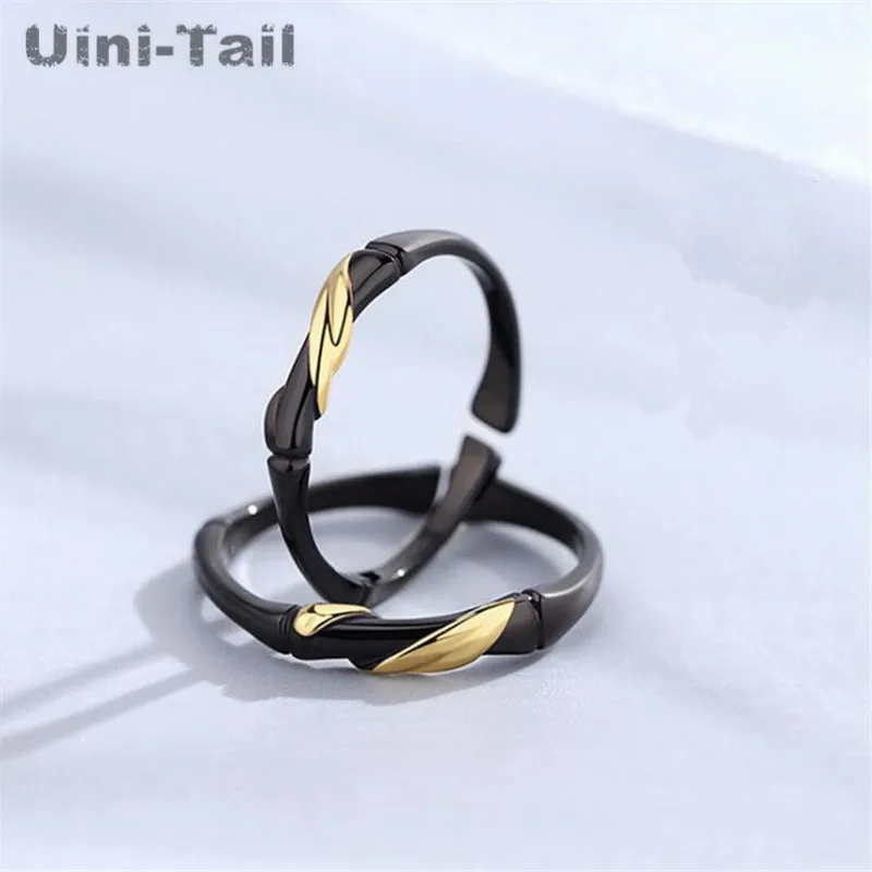 Uini-Tail Лидер продаж Новинка 925 серебро простое черное бамбуковое открытое парное