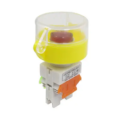 

DC 24V Red Lamp Light 1NO 1NC Momentary Protection Cover Push Button Switch