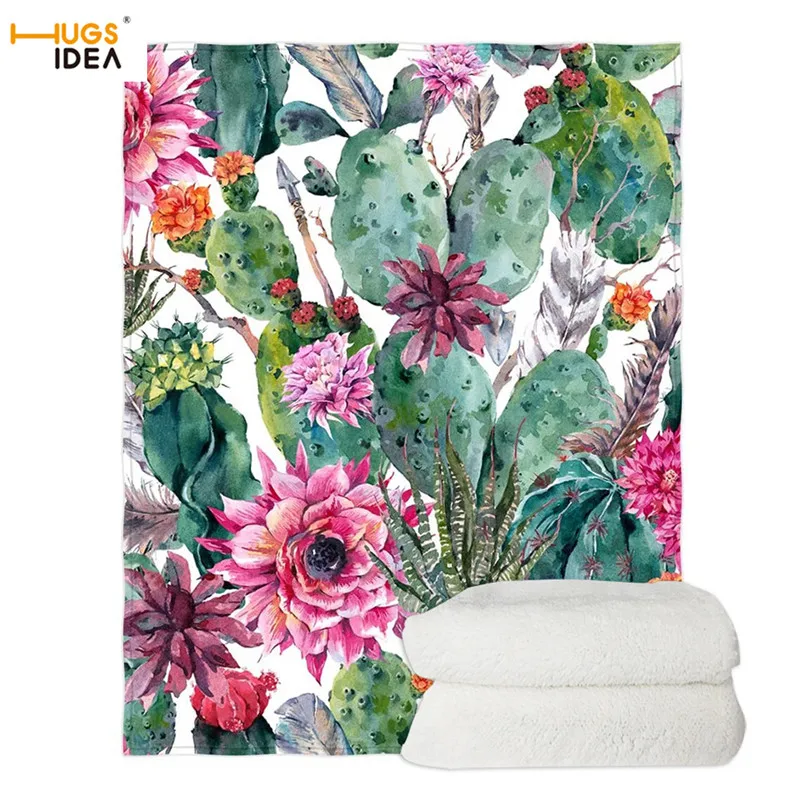 HUGSIDEA Blanket Beautiful Cactus Pattern Soft Sofa/Couch Blanket Spring Air Condition Blanket Cactus Flower Printed Blanket|Blankets| - AliExpress