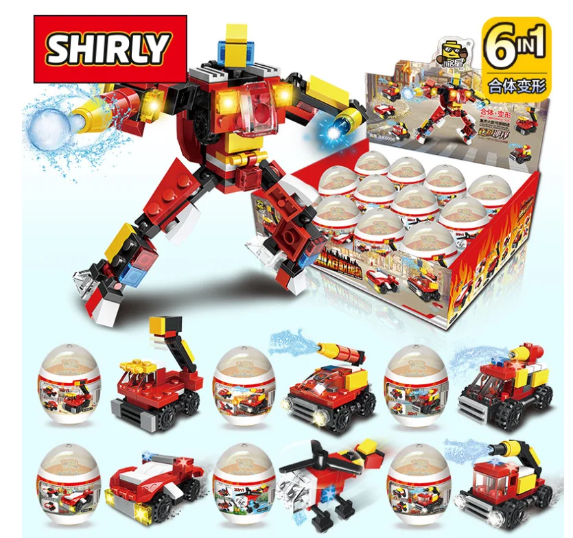 6 в 1 капсулы частиц строительные блоки робота деформации уличный вид огонь Динозавр Детская развивающая игрушка подарок - Цвет: Темный хаки