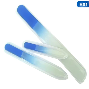 

3 Piece, Genuine Czech, Etched, Crystal Glass, Manicure Nail File Set, Cobalt