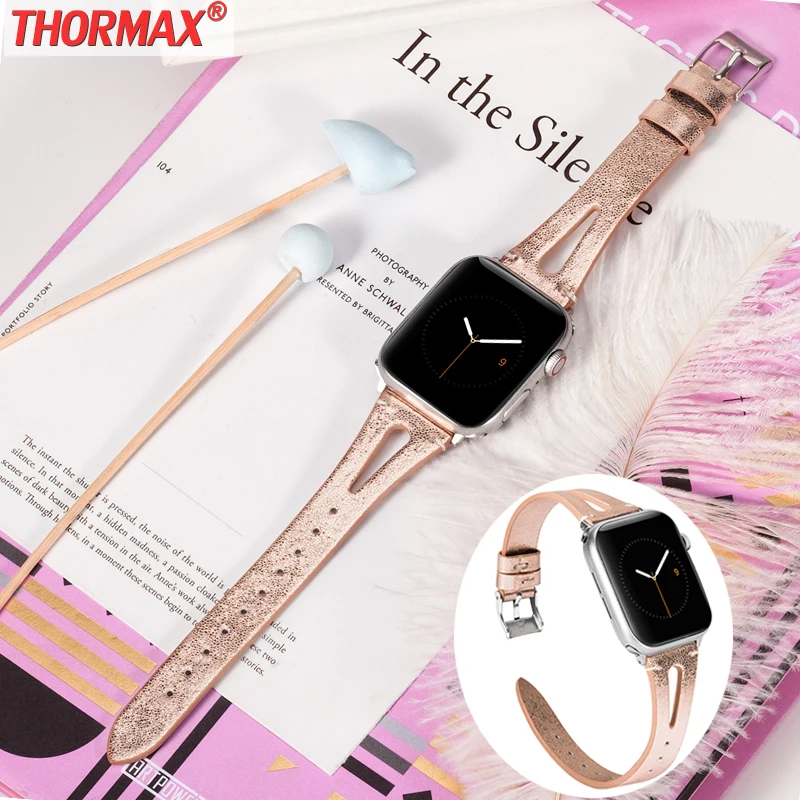 

Compatible for Leather Apple Watch Band 38mm/42mm Women Replacement Bands for iWatch Elegant Feminine Look Supple 44mm 40mm