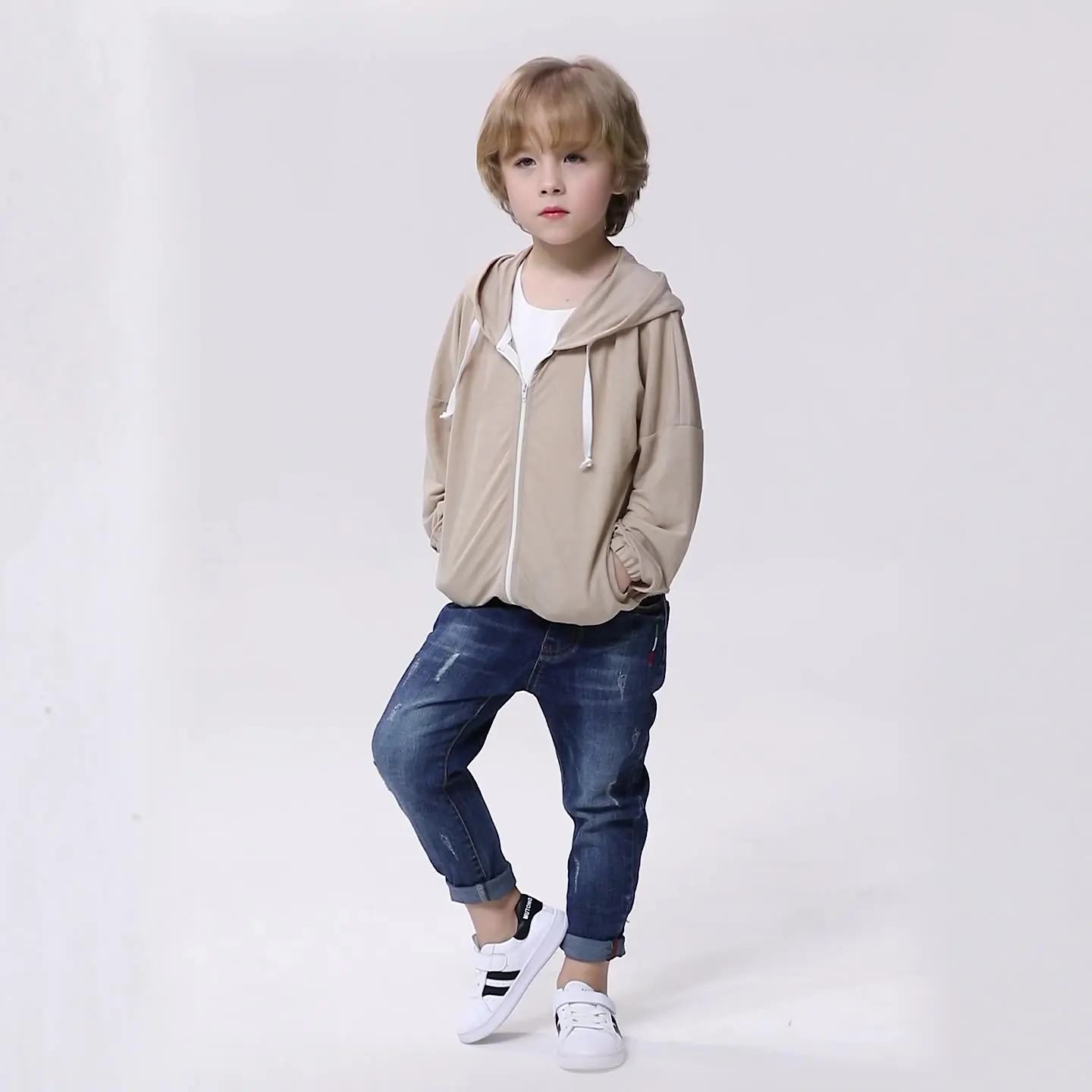 Kids Clothing Linen Cotton Sunscreen Shirt For Boys Girls Cardigan Top Anti Mosquito Outdoor Hooded Jacket Wormwood 2-12y