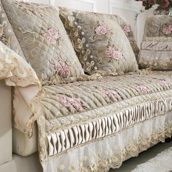 

Modern luxury Jacquard sofa sets European leather satin lace sofa cover sofa cushion fabric slip thick towel back cover