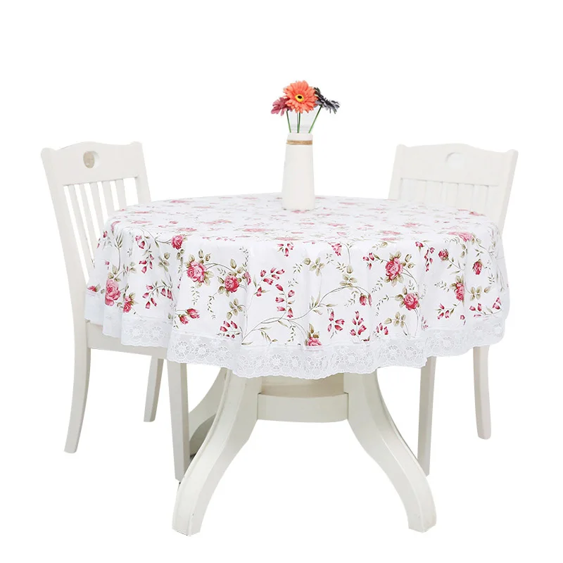 PROD 32980019648 PVC Lace Round Tablecloth Flower Printed Table Cover
for Event Wedding Party Waterproof Oilproof Banquet Table Cover