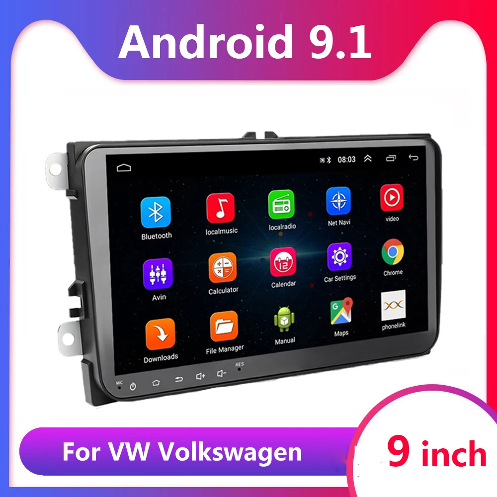 Автомобильный мультимедийный плеер 2 Din Android 9 1 GPS для