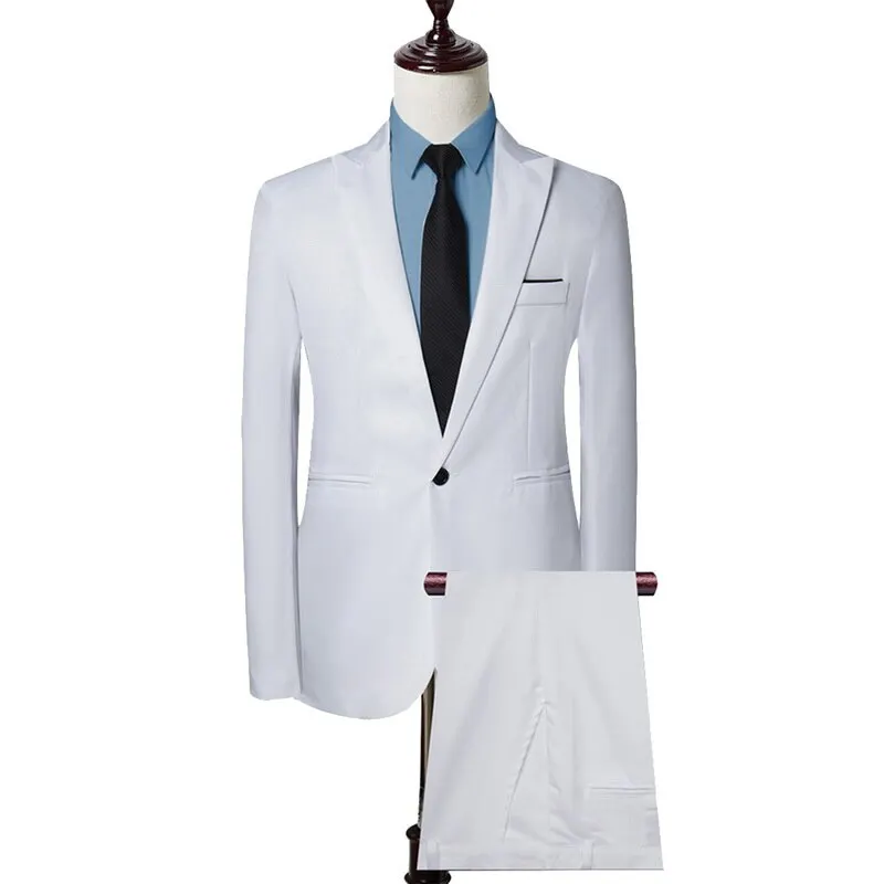 SHUJIN New Male Wedding Prom Suit Green Slim Fit Tuxedo Men Formal Business Work Wear Suits 2Pcs Set (Jacket+Pants)