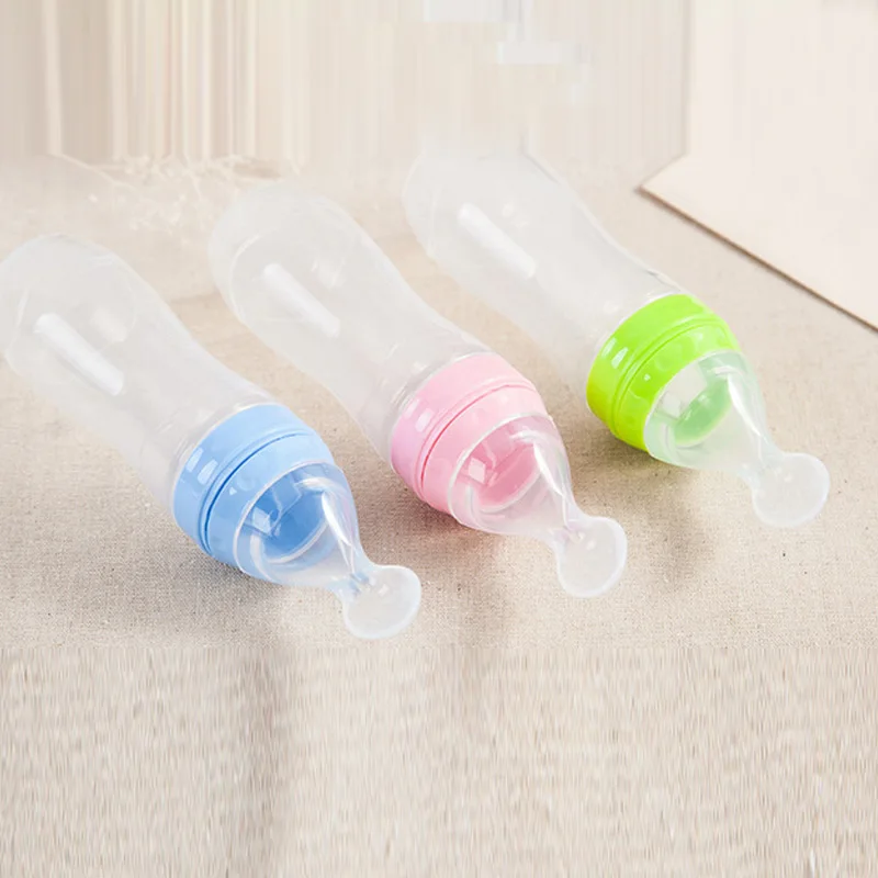 

High Quality Baby Squeeze Feed Spoon Silicone Training Scoop Rice Cereal Food Supplement Feeder Extrusion Tools