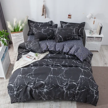 

BEST.WENSD Luxury Jogo De Cama Galactic Marbling Duvet Set 3-4 Pcs Full Set Galaxy Bedding Home Quilt Cover Bedcover Set Black