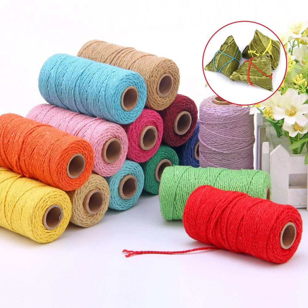 

Hand DIY 2MM/100M Macrame Cord Cotton Natural Rope Twine String Craft Decor Wall Hanging Cotton Baker Twine Rope Macrame Cord