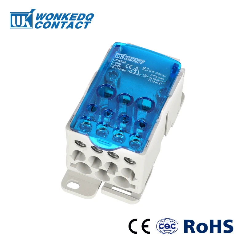 

UKK500A Din Rail Terminal Blocks One in several out Power Distribution Box Universal Electric Wire Connector Junction Box