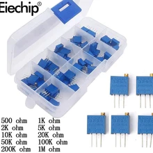 50 шт./лот 3296 Вт многооборотный Подстроечный резистор потенциометра Комплект Высокая Точность 3296 переменный резистор с бесплатной коробкой электронный diy Kit