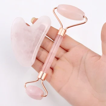

Jade Massage Facial Massager Facial Relaxation Lifting Tool Jade Rolling Stone Natural Rose Quartz Massager Beauty Skin Care Set
