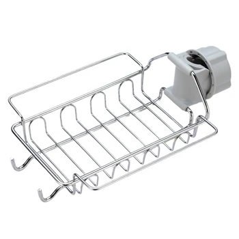 

Kitchen Faucet Sponge Holder, Stainless Steel Storage Rack Hanging Sink Organizer for Soap Sponge Brush Scrubber Sink