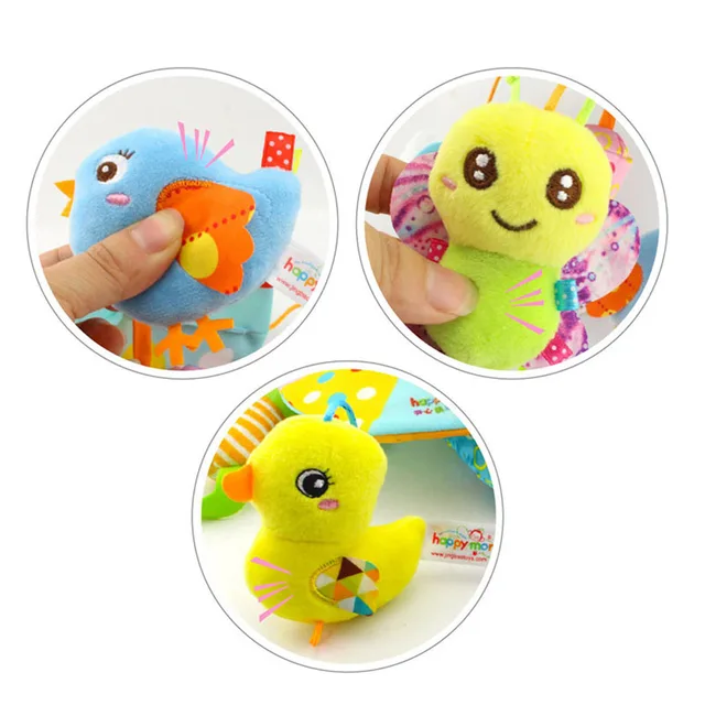 Baby Stroller Crib Pram Bed Hanging Toy Accessories Musical Rotating Plush Cartoon Cute Appease Soothing Hand-eye Coordination 6