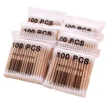 500 шт. Деревянная ручка Ватный Тампон аппликатор для макияжа медицинские украшения для ушей чистый косметический макияж
