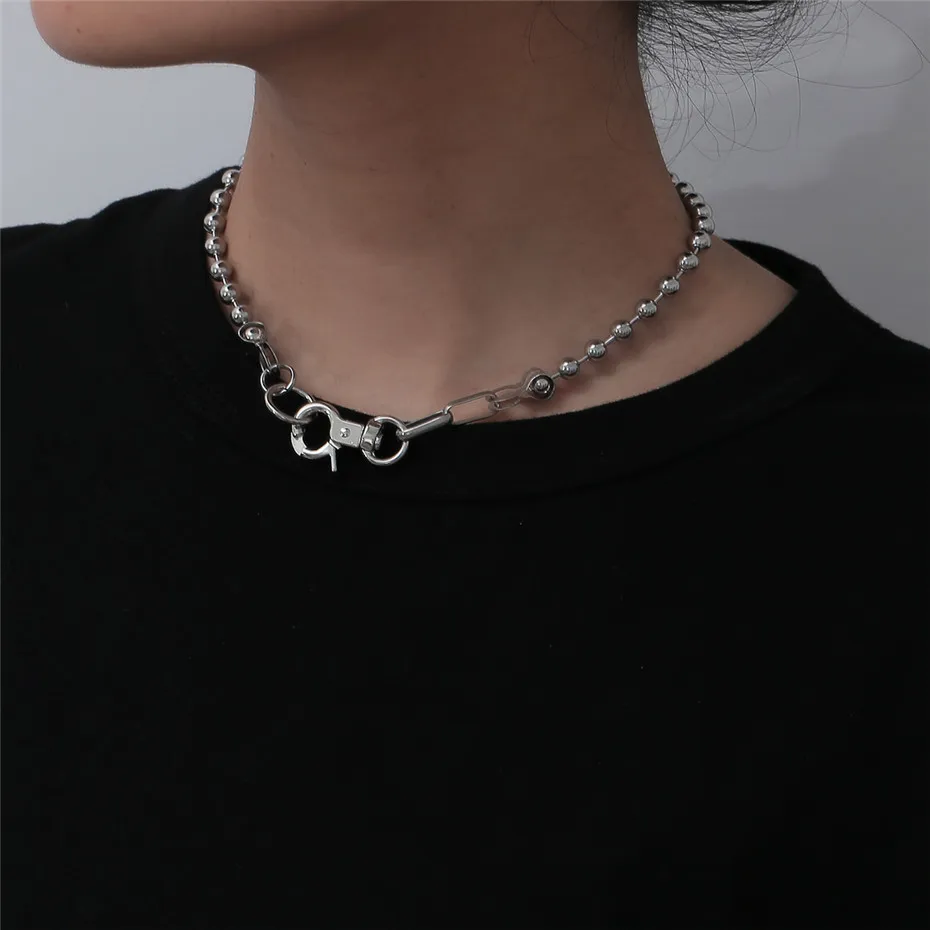 Salircon Goth колье из нержавеющей стали наручники кулон ожерелье для женщин мужчин