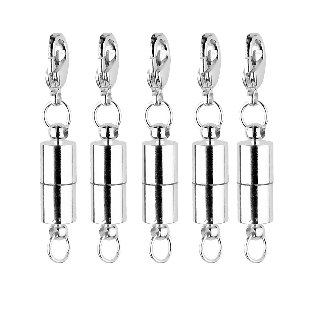 5Pcs silver color Plated Tube Magnetic Clasps For Necklaces and Bracelets Jewellery Making Supplies