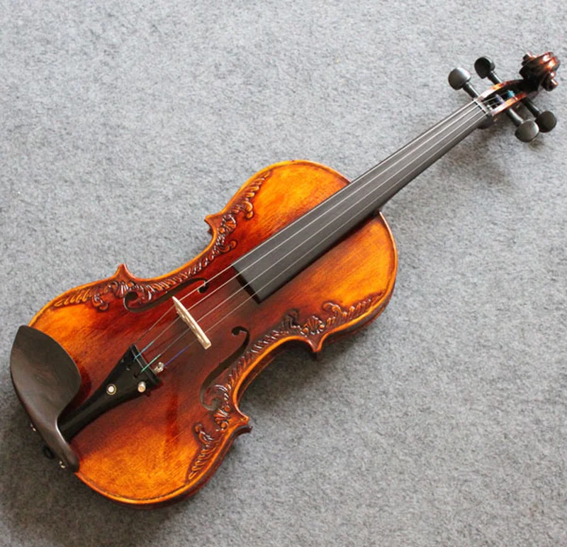 NAOMI 4/4 Full Size Stradivarius Violin Vintage Baroque Violin Handmade TOP  Spruce Back Flamed Maple Concert Level Fiddle