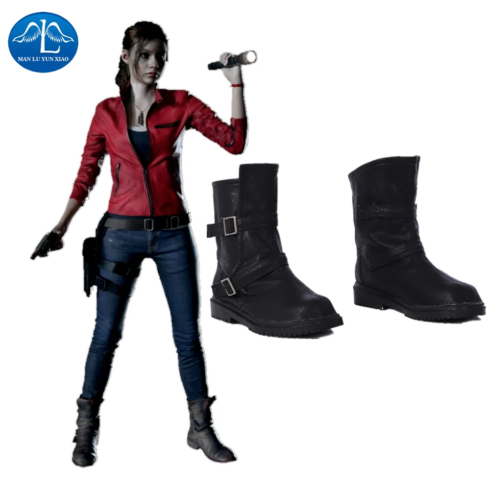 

Manluyunxiao RE 2 Remake Claire Cosplay Female Short Boots Game Character Outfit Halloween Costume for Girls Women Shoes