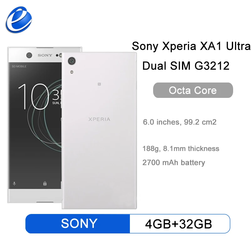 Original Sony Xperia XA1 Ultra dual sim G3212 teléfono móvil 4GB RAM 32GB ROM 6 Octa core 23MP 16MP NFC Smartphone 4G