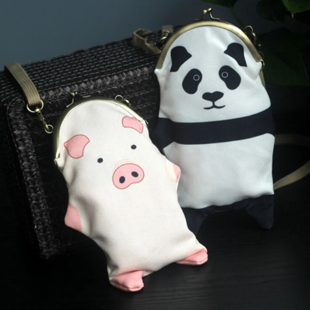 Kawaii Детский кошелек, сумочка для девочек, сумка для телефона, кошелек с мультяшной Свинкой/пандой, холщовая Детская сумка на плечо, женская сумка Monederos Para Mujer Monedas