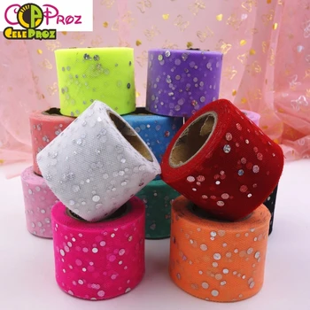 

5CM Glitter Sequin Tulle Mesh Ribbon 25Yards DIY Hair Clip Headwear Crafts Material Wedding Birthday Party Decoration supplies