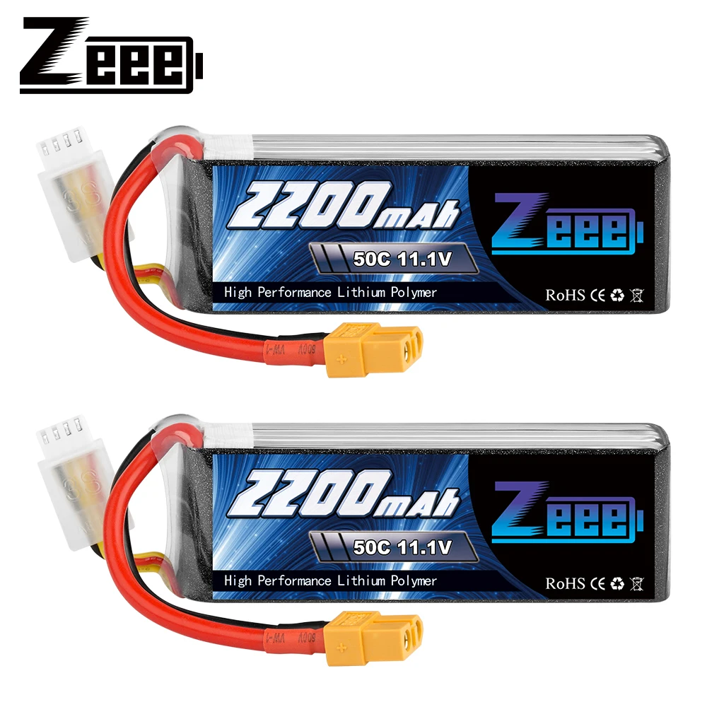 2PCS Zeee 3S Lipo Battery 11.1V 50C 2200mAh Lipo Battery with XT60