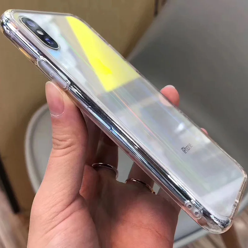 Градиентные радужные лазерные Чехлы для iPhone X XS Max XR прозрачные мягкие чехлы для iPhone 11 XR 6 6S 7 8 Plus прозрачные акриловые чехлы