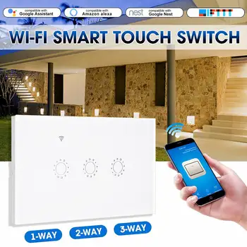 

1/2/3 Gang US AU Wireless RF Smart LED Light Lamp Touch-Switch Home APP or Voice Control by Google Home Alexa Assistant