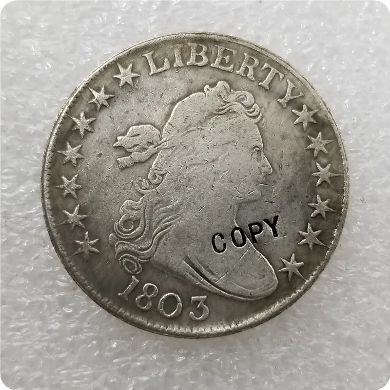 1803 США 1801-1807 драпированная монета пол доллара 1/2 доллар(геральдический Орел) Имитация монеты-копии монет медаль коллекционные монеты значок - Цвет: 1803