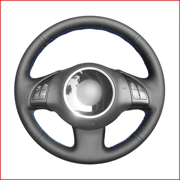 

Mewant Black Genuine Leather Car Steering Wheel Cover for Fiat 500 2008 2009 2010 2011 2012 Accessories