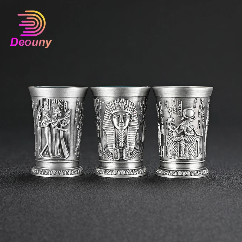 DEOUNY Ancient Egyptian Shot Glass Set Antique Bronze Shape A Cup Of Creative Alloy B52 Cocktail Wine Glasses Bar Sets For Vodka | Дом и сад