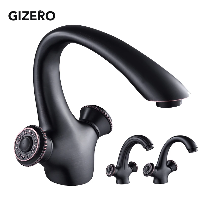 Смеситель с фигуркой лебедя резная Двойная Ручка для горячей и холодной воды