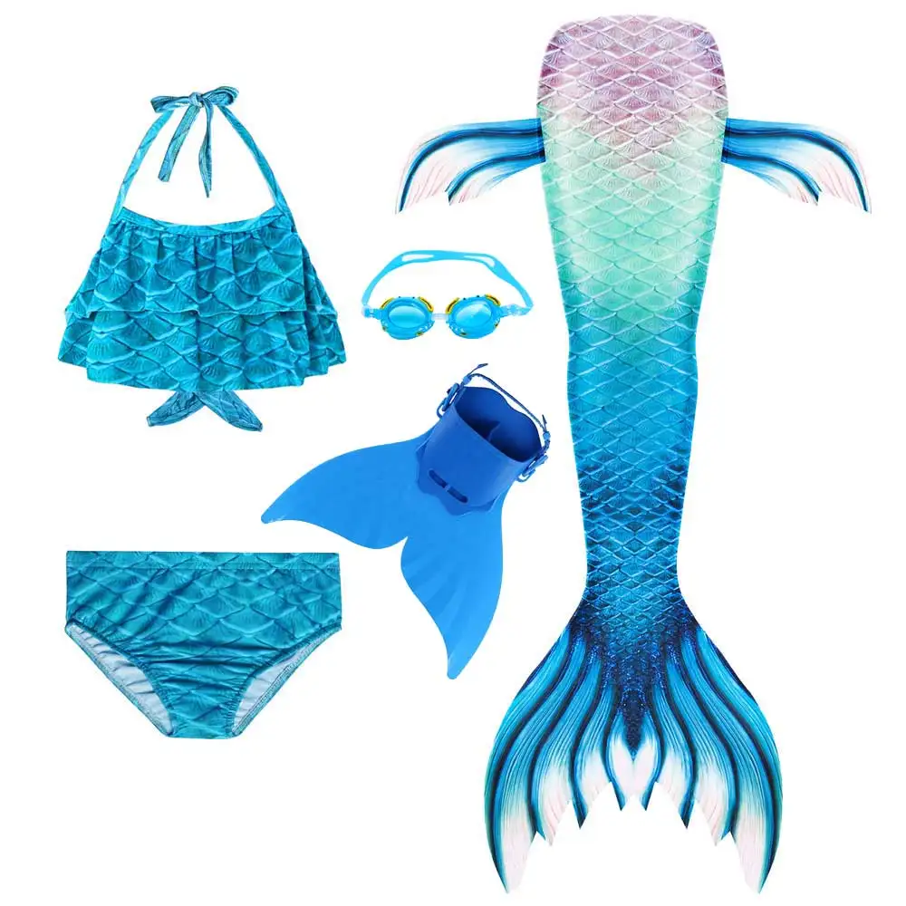 Girls-Walkable-And-Swimmable-Mermaid-Tail-Swimsuit-Cosplay-Costume-Kids-Children-Bikini-And-Sparkle-Mermaid-Swimtail(10)