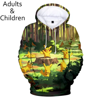 

3D Pokemon new fashion cartoon men and women hoodies popular children spring autumn hot sale pullovers kids hip-hop sweatshirts