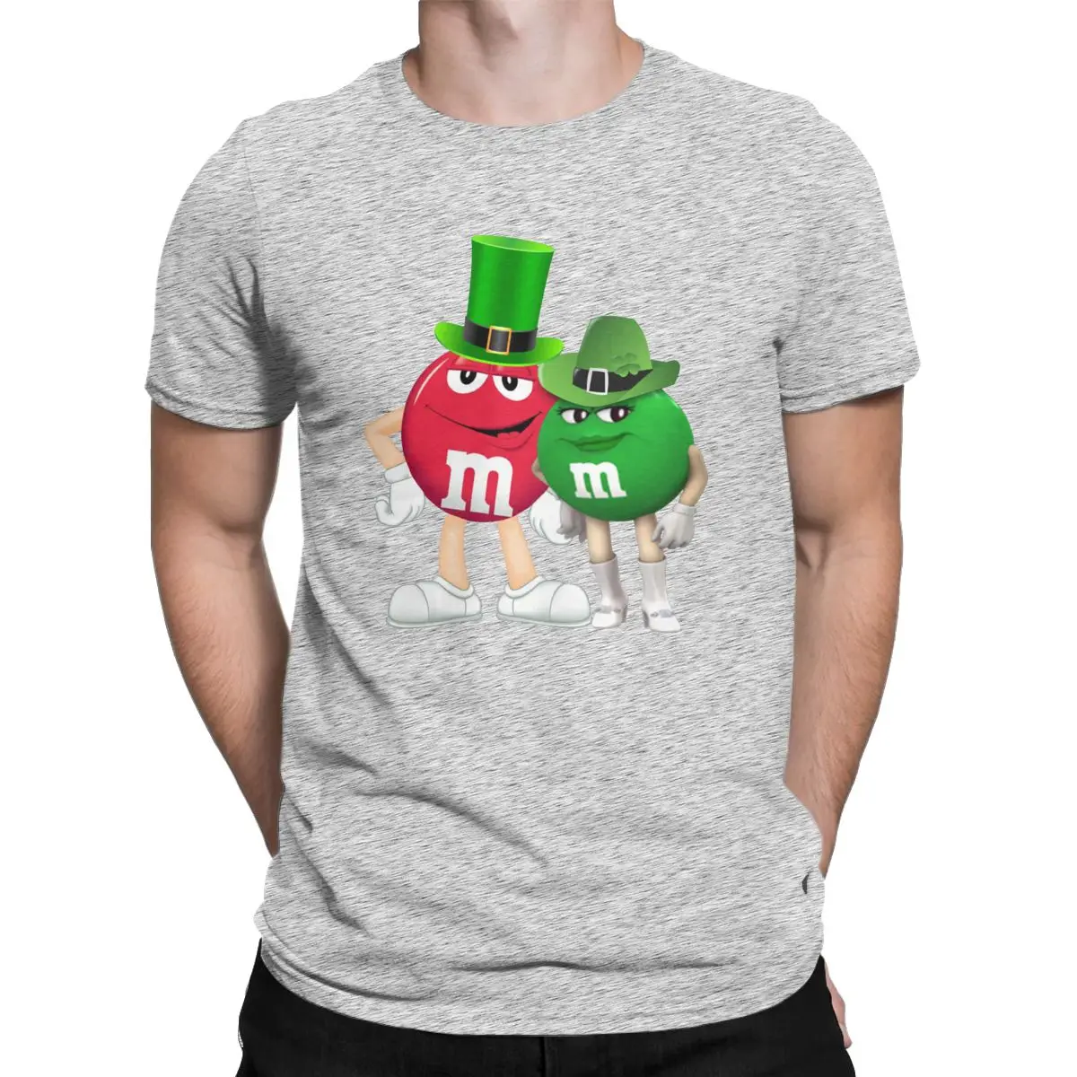 Крутая футболка для мужчин с надписью M& M's Chocolate Candy, футболка с круглым вырезом, футболки с коротким рукавом, одежда для вечеринок - Цвет: Серый
