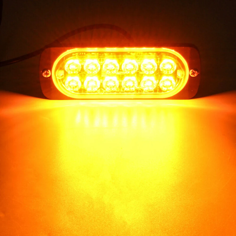 2шт Янтарный 12LED 36 Вт постоянно яркий светильник, сигнаПредупреждение для автомобилей и грузовиков, поверхностный монтаж