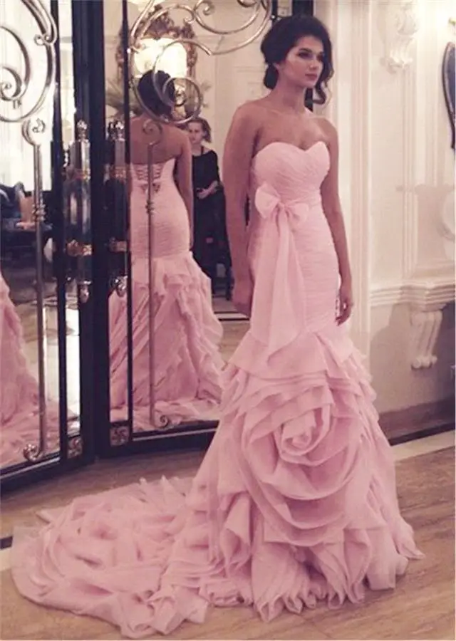 Vestido sirena Длинные вечерние платья сексуальное вечернее платье без бретелек Розовый в стиле Русалочки без спины длинное вечернее платье вечерние платья