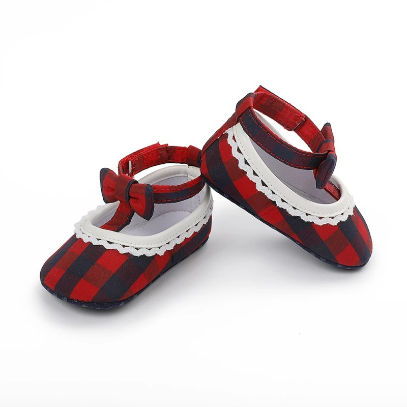 

Newborn Baby Girl Striped Bow First Walker Soft Soles Non-slip Cute Toddler Kids Christmas Party Princess Shoes Footwear 0-18M