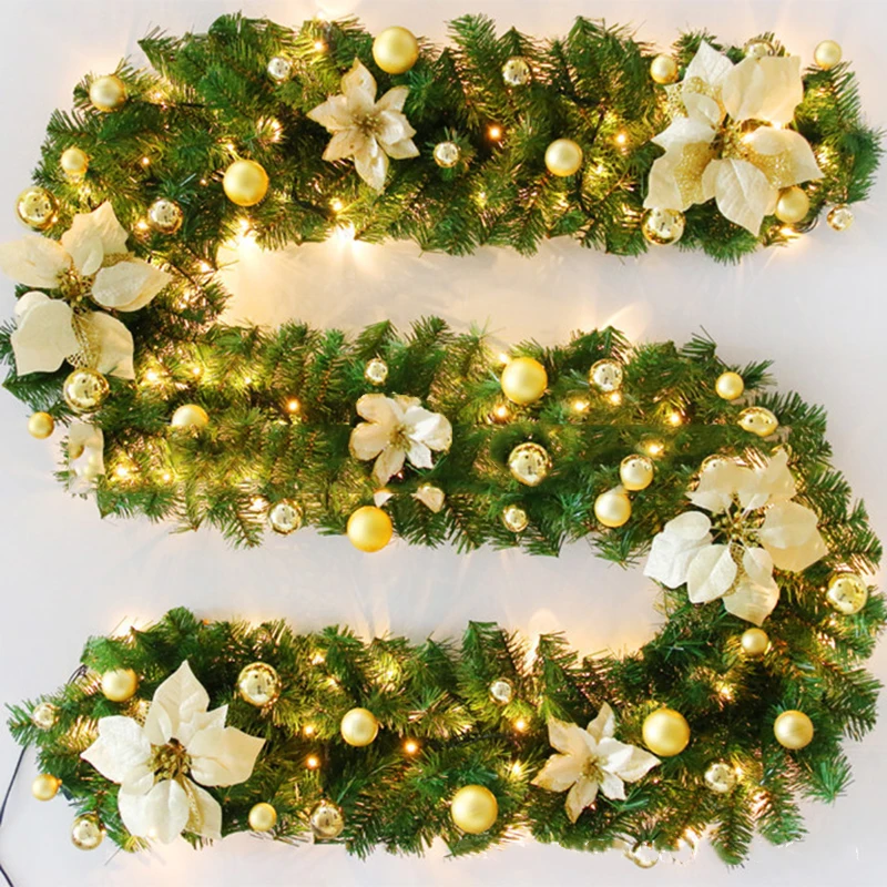 Рождественская елка гирлянда из ротанга цветок настенный искусственный венок Декор