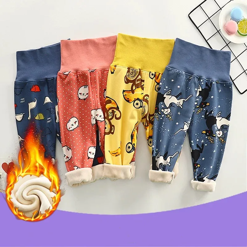 Модная детская одежда для новорожденных зимние теплые штаны для малышей Детские брюки из плотного бархата Леггинсы для маленьких мальчиков и девочек штаны для младенцев