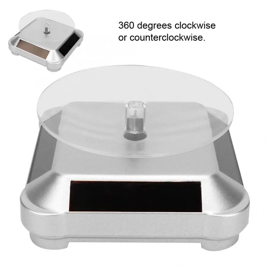 Multi-Purpose Solar Energy Rotating Display Turntable Gold Silver Watch Phone Glasses Jewelry Display Makeup Holder Rack New